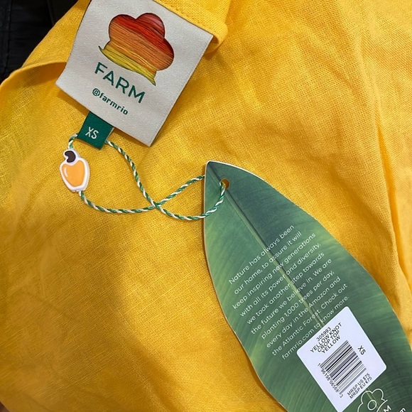 Farm Rio Summer Party Croop yellow One-Shoulder tank Top New - Picture 5 of 13